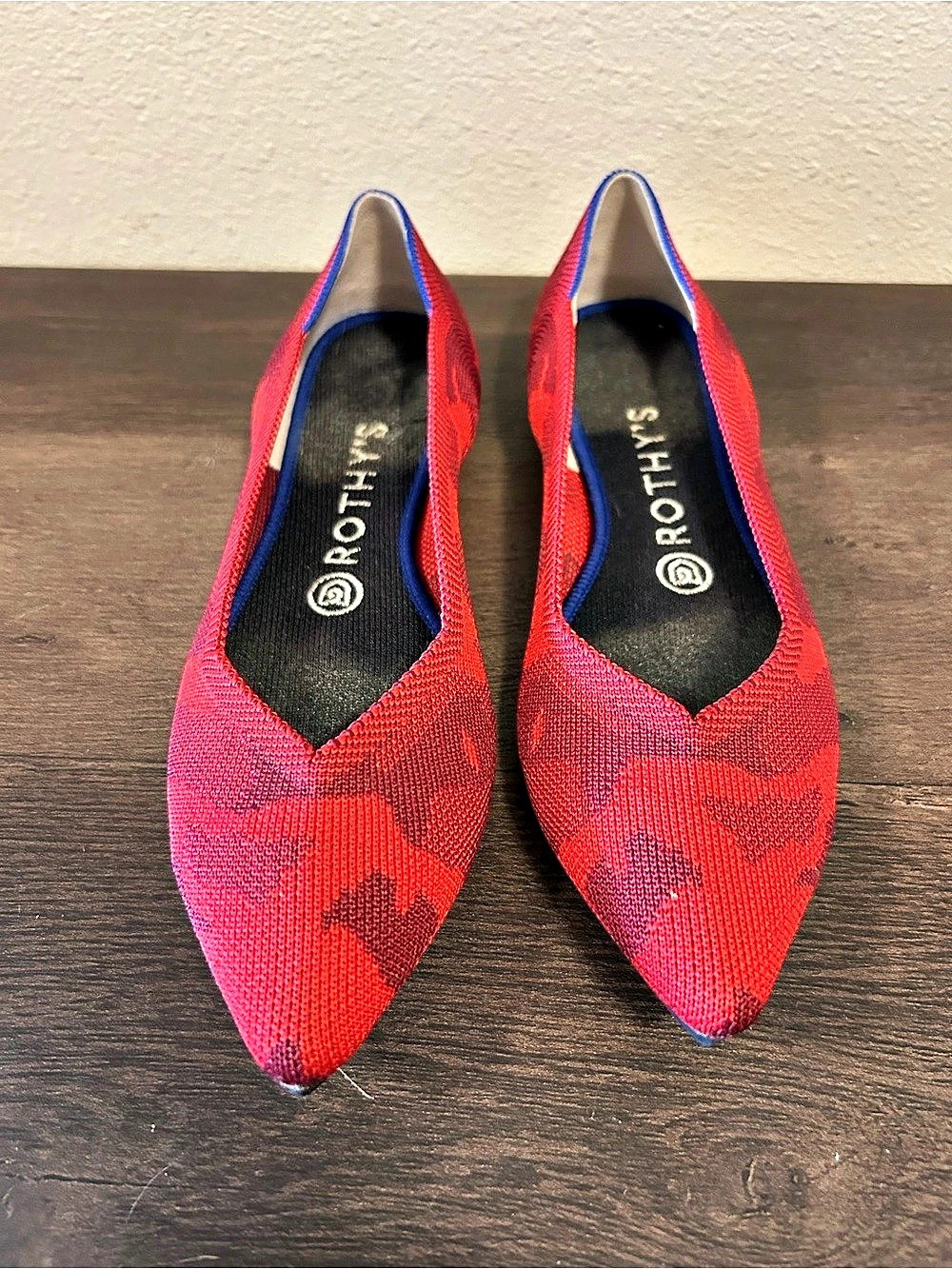 Rothy's The Point in Red Camo Pointed-Toe Flats
